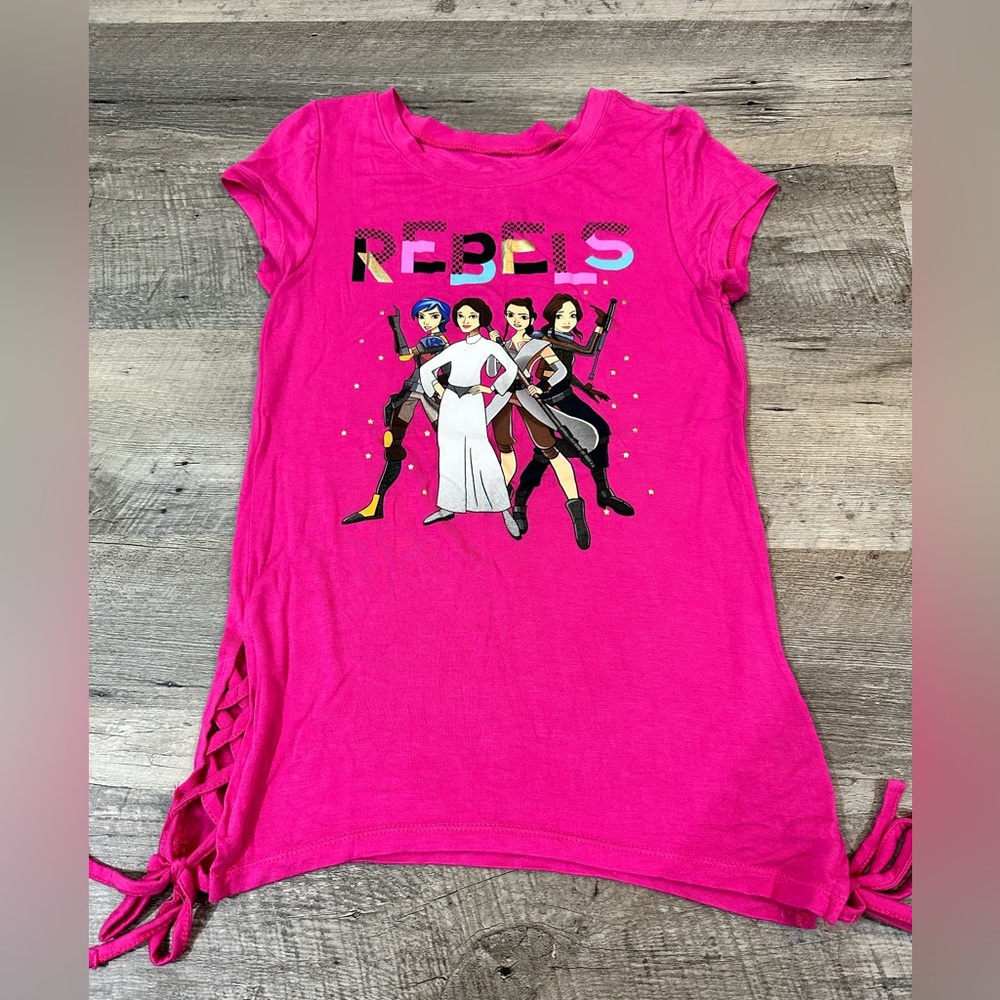 Star Wars short sleeve with side ties REBELS girls shirt (size 7/8)